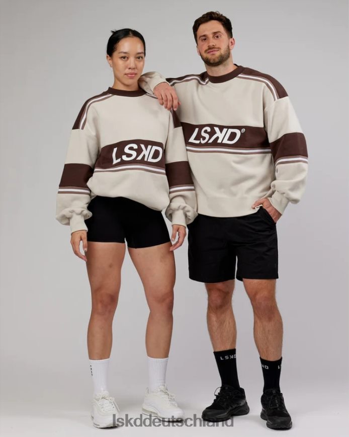 unisex LSKD A-Team-Pullover in Übergröße – Weiß-Deep Taupe Bekleidung VD2NLV410