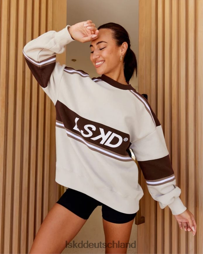 unisex LSKD A-Team-Pullover in Übergröße – Weiß-Deep Taupe Bekleidung VD2NLV410