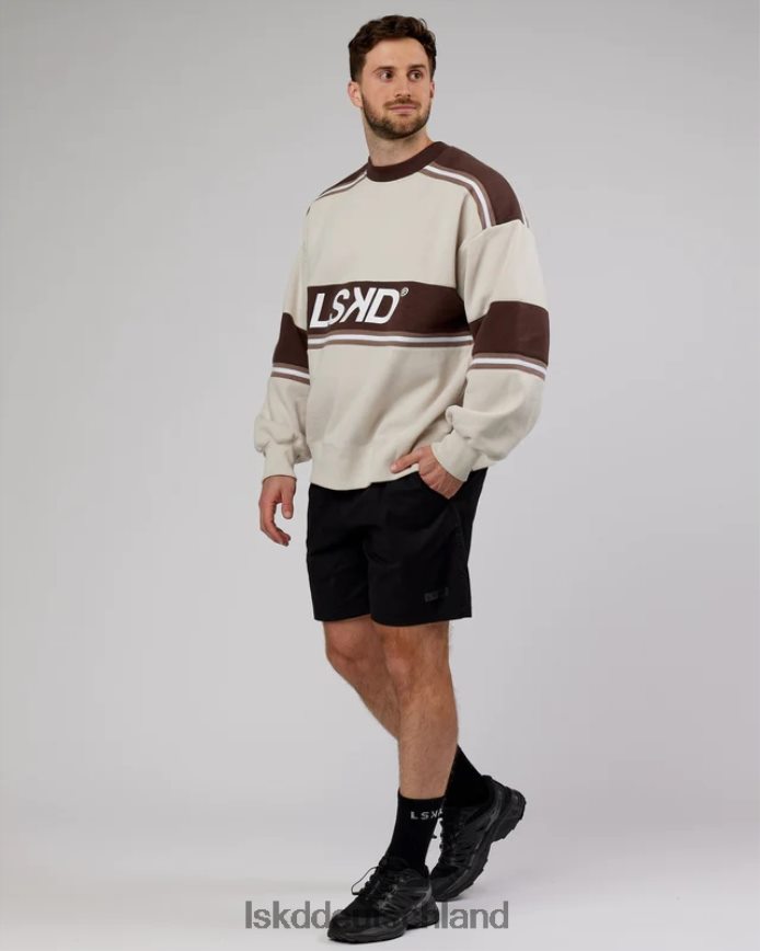 unisex LSKD A-Team-Pullover in Übergröße – Weiß-Deep Taupe Bekleidung VD2NLV410