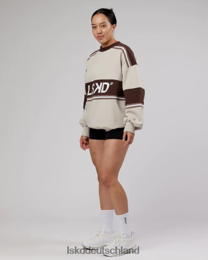 unisex LSKD A-Team-Pullover in Übergröße – Weiß-Deep Taupe Bekleidung VD2NLV410