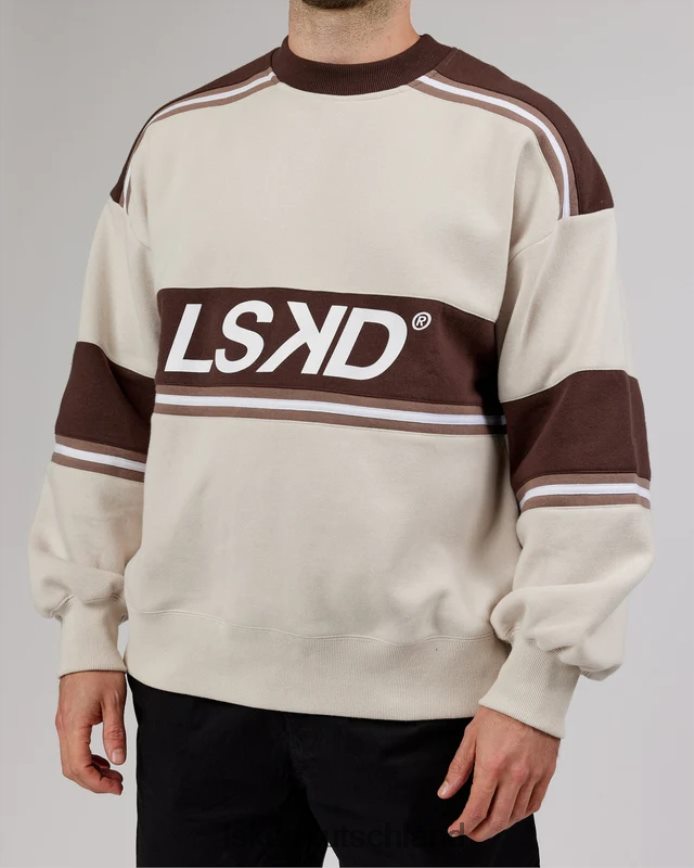 unisex LSKD A-Team-Pullover in Übergröße – Weiß-Deep Taupe Bekleidung VD2NLV410
