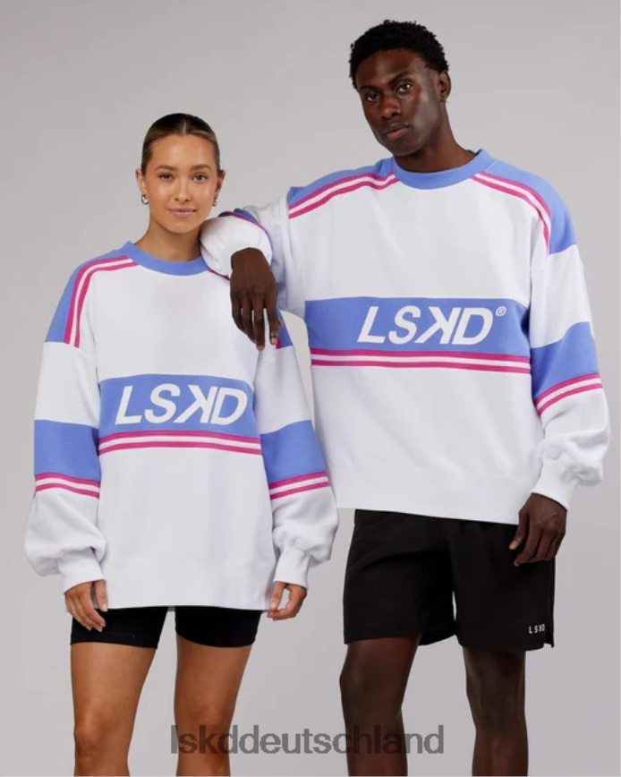 unisex LSKD A-Team-Pullover in Übergröße – Weiß-Kornblumenblau Bekleidung VD2NLV435