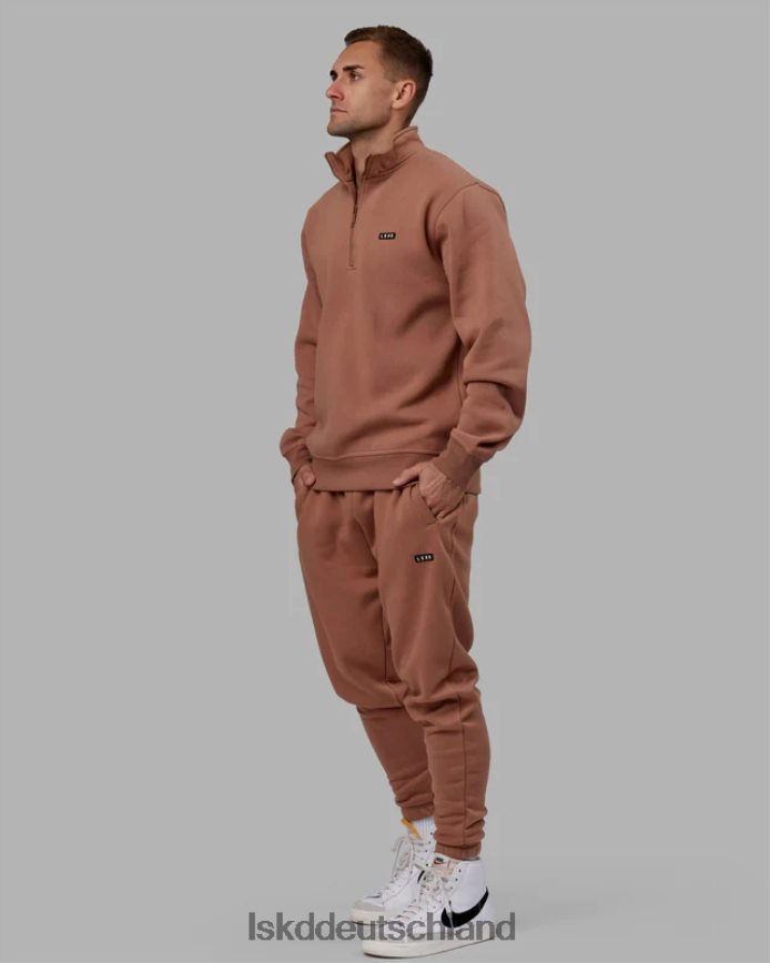 unisex LSKD Basic-Pullover mit 1/4-Reißverschluss – rohes Umbra Bekleidung VD2NLV424