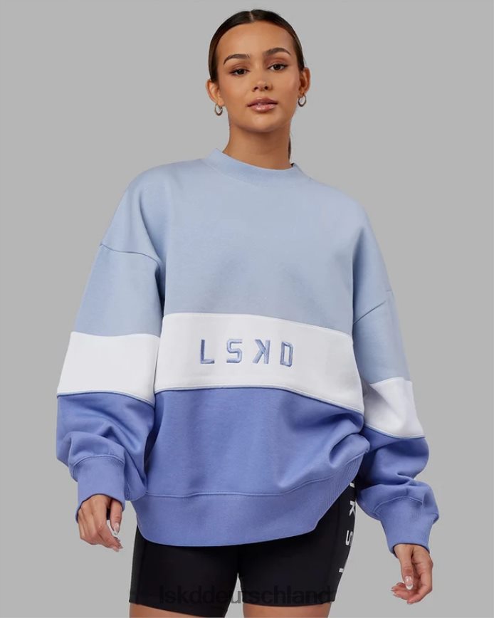 unisex LSKD Extra Time Pullover Übergröße - Kornblumenblau-Weiß Bekleidung VD2NLV399