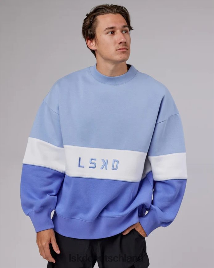 unisex LSKD Extra Time Pullover Übergröße - Kornblumenblau-Weiß Bekleidung VD2NLV399