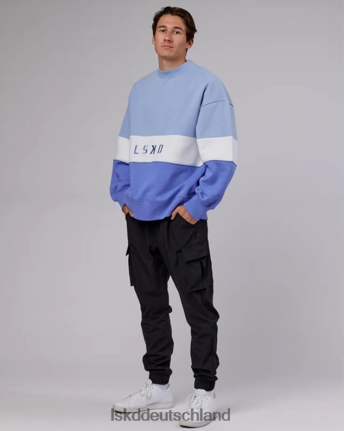 unisex LSKD Extra Time Pullover Übergröße - Kornblumenblau-Weiß Bekleidung VD2NLV399