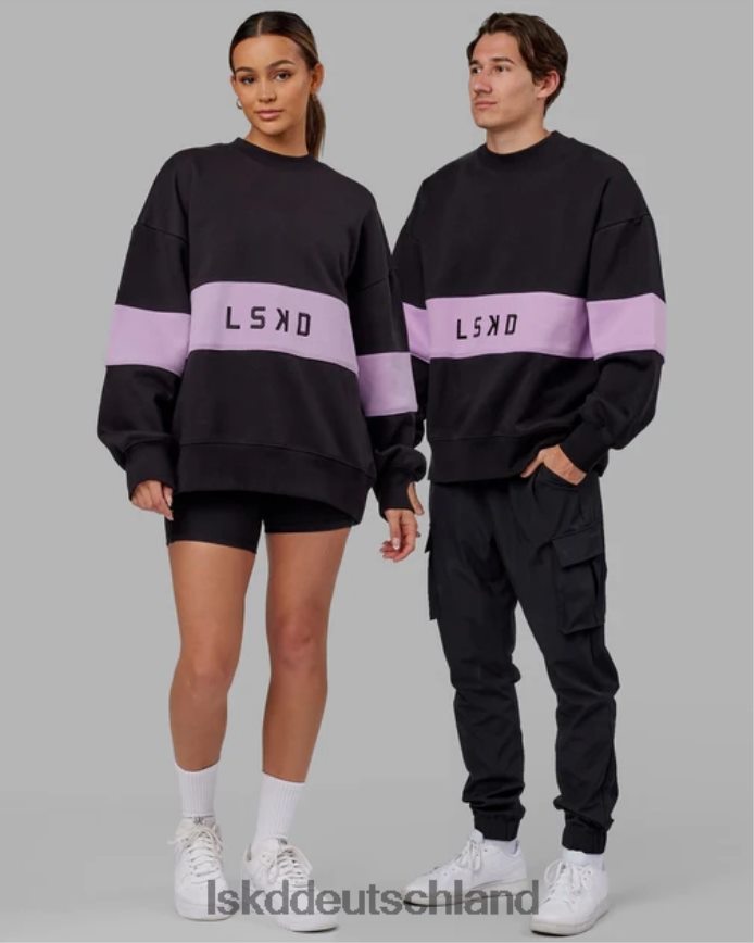 unisex LSKD Extra Time Pullover Übergröße - Schwarz-Blasslila Bekleidung VD2NLV442