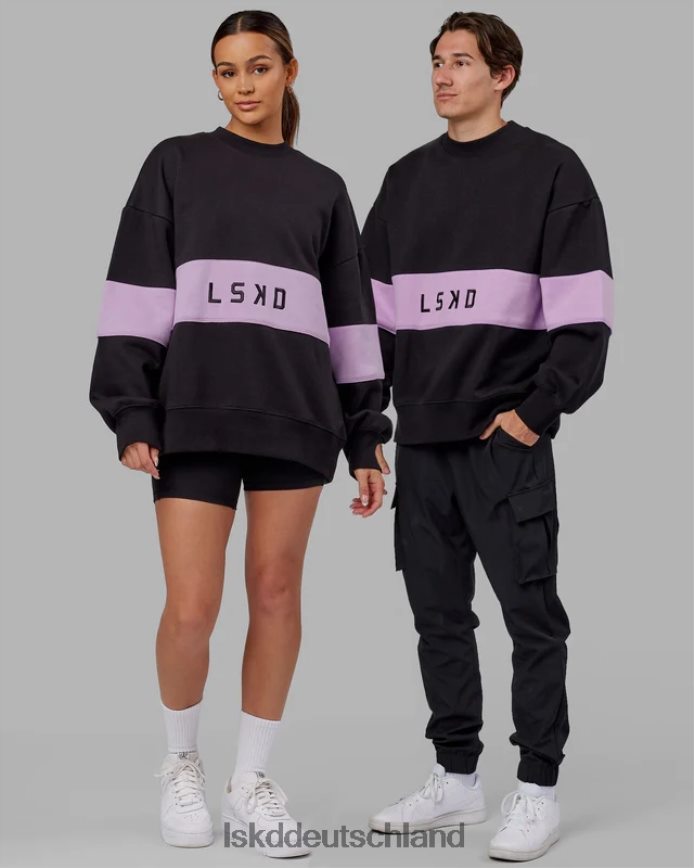 unisex LSKD Extra Time Pullover Übergröße - Schwarz-Blasslila Bekleidung VD2NLV442