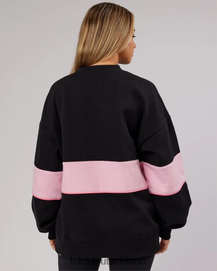 unisex LSKD Extra Time-Pullover in Übergröße – Schwarz-Blütenrosa Bekleidung VD2NLV445