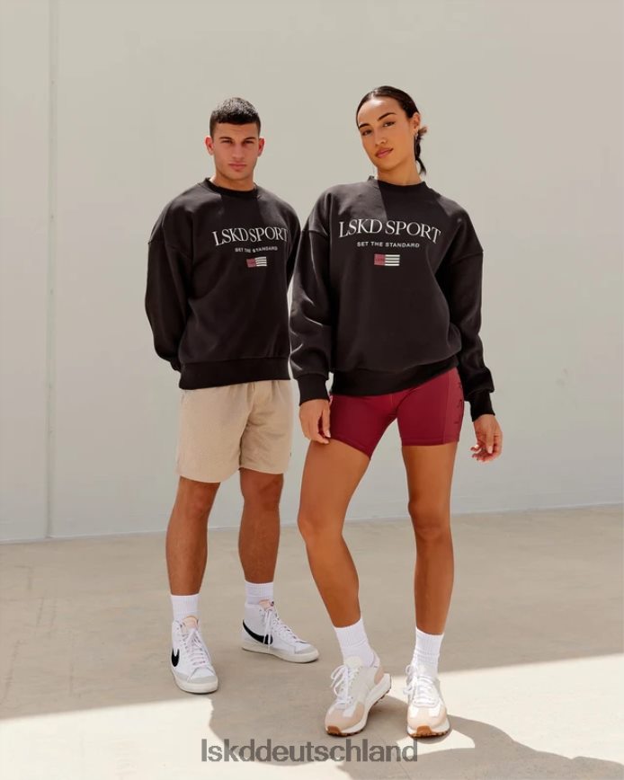 unisex LSKD Flag-Pullover in Übergröße – dunkles Walnussholz Bekleidung VD2NLV427