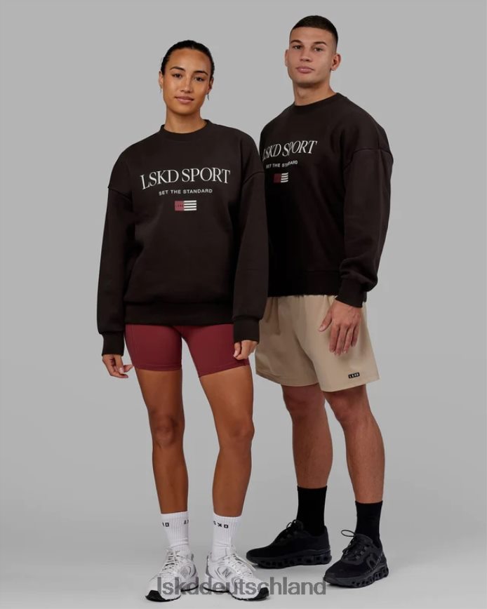 unisex LSKD Flag-Pullover in Übergröße – dunkles Walnussholz Bekleidung VD2NLV427