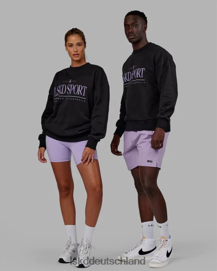 unisex LSKD Heritage-Pullover in Übergröße – Schwarz-Blasslila Bekleidung VD2NLV345