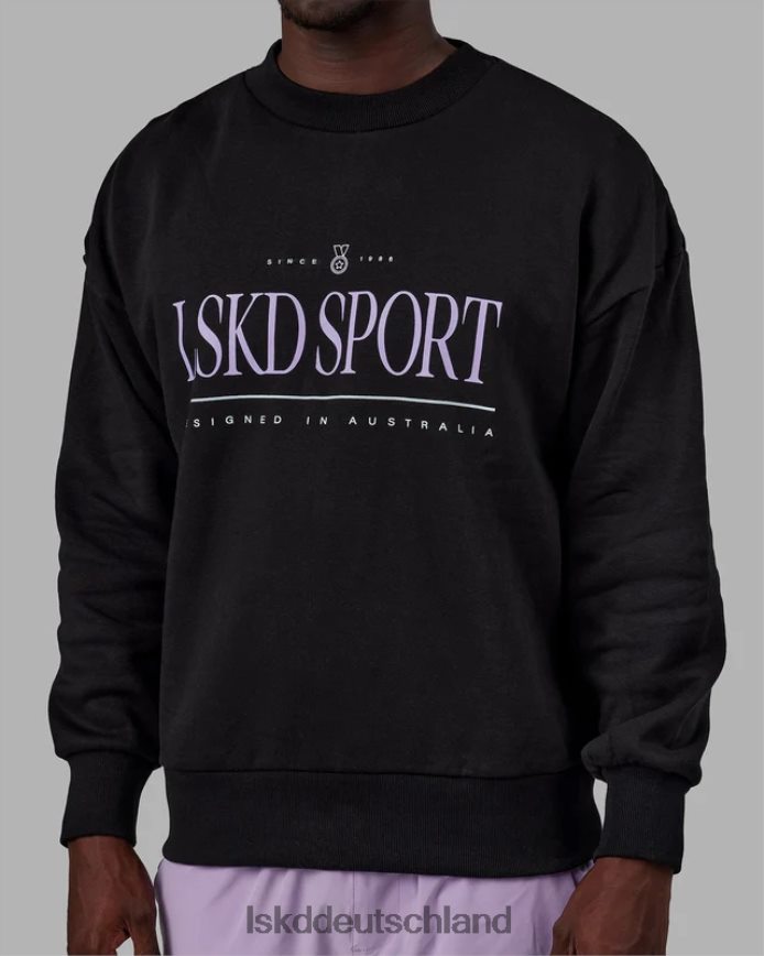 unisex LSKD Heritage-Pullover in Übergröße – Schwarz-Blasslila Bekleidung VD2NLV345