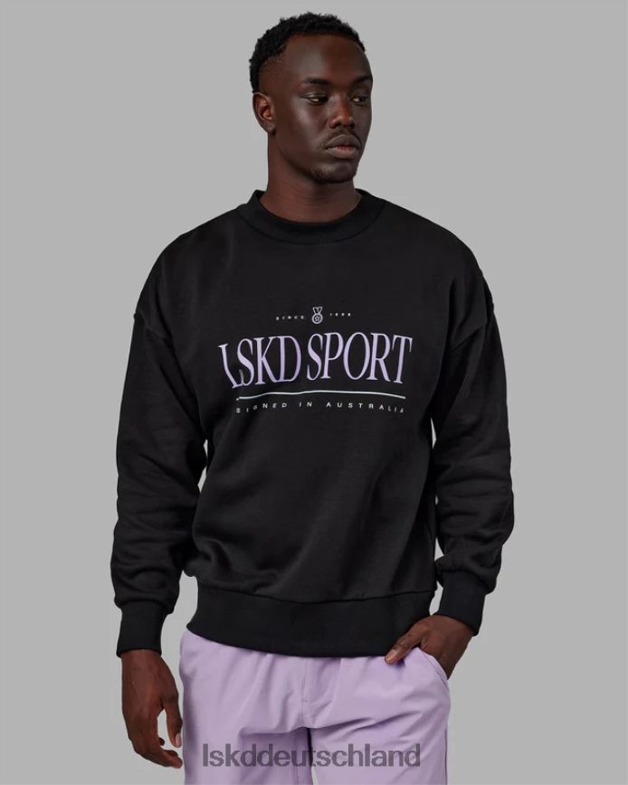 unisex LSKD Heritage-Pullover in Übergröße – Schwarz-Blasslila Bekleidung VD2NLV345