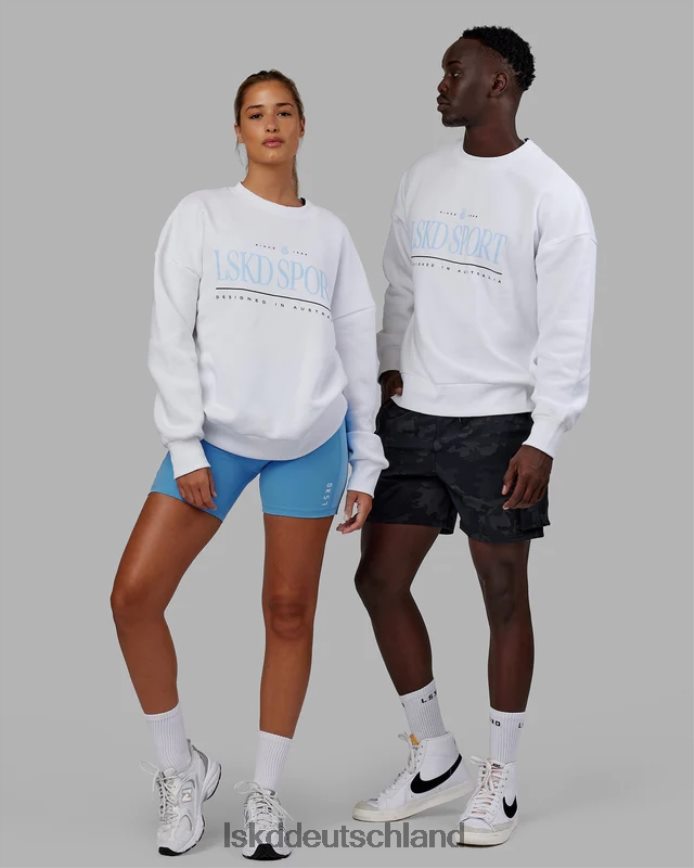 unisex LSKD Heritage-Pullover in Übergröße – weiß-blau Bekleidung VD2NLV346