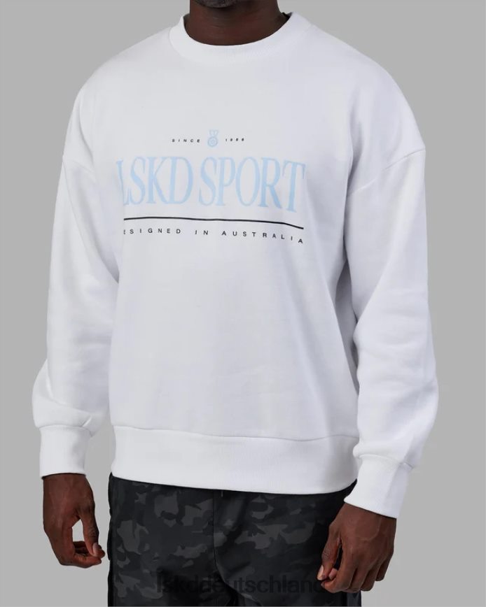 unisex LSKD Heritage-Pullover in Übergröße – weiß-blau Bekleidung VD2NLV346