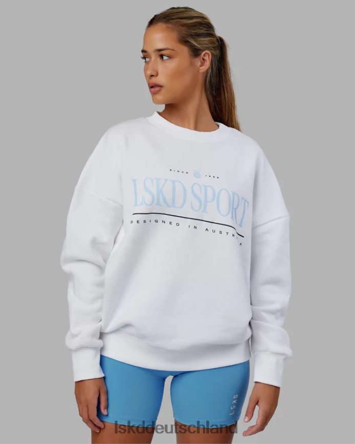 unisex LSKD Heritage-Pullover in Übergröße – weiß-blau Bekleidung VD2NLV346