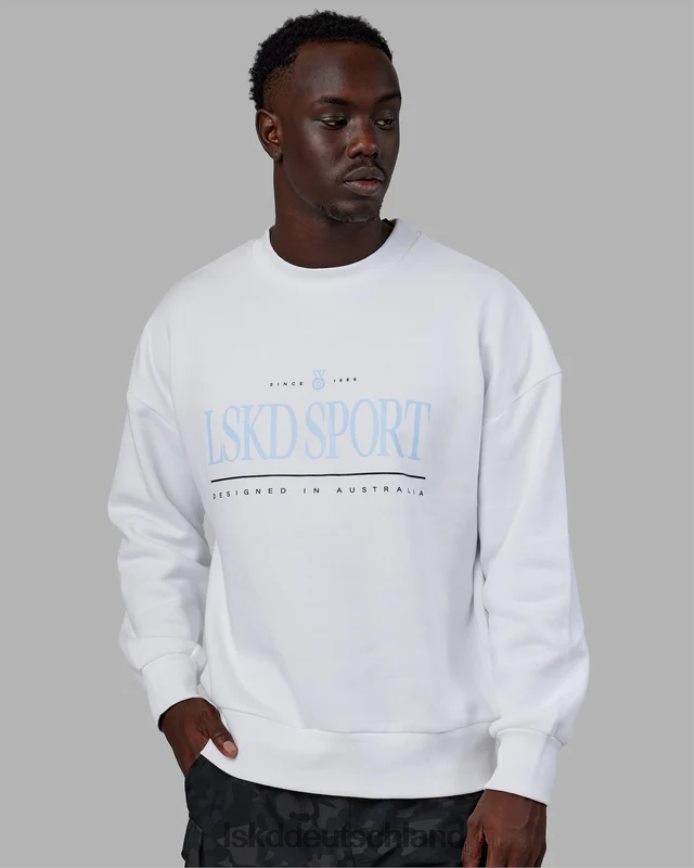 unisex LSKD Heritage-Pullover in Übergröße – weiß-blau Bekleidung VD2NLV346