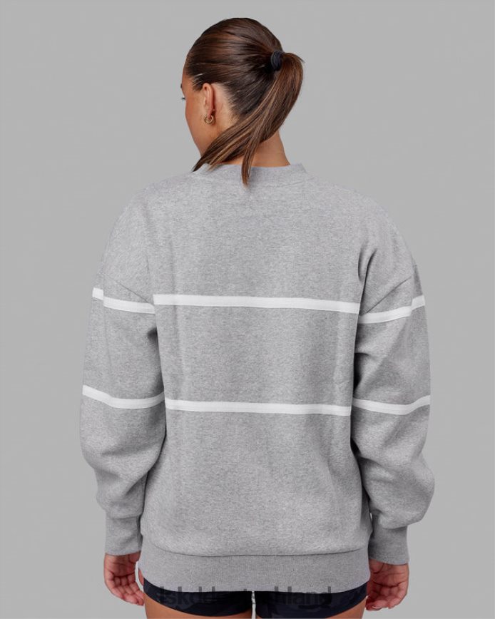 unisex LSKD Paralleler Pullover in Übergröße – Hellgrau meliert Bekleidung VD2NLV377