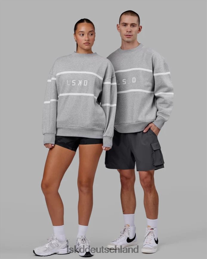 unisex LSKD Paralleler Pullover in Übergröße – Hellgrau meliert Bekleidung VD2NLV377
