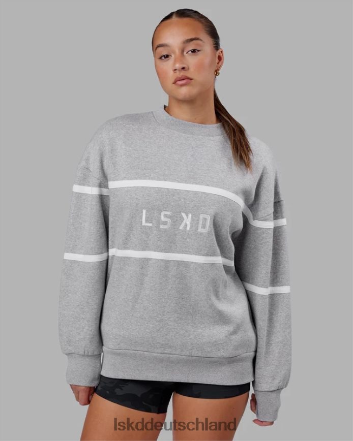 unisex LSKD Paralleler Pullover in Übergröße – Hellgrau meliert Bekleidung VD2NLV377