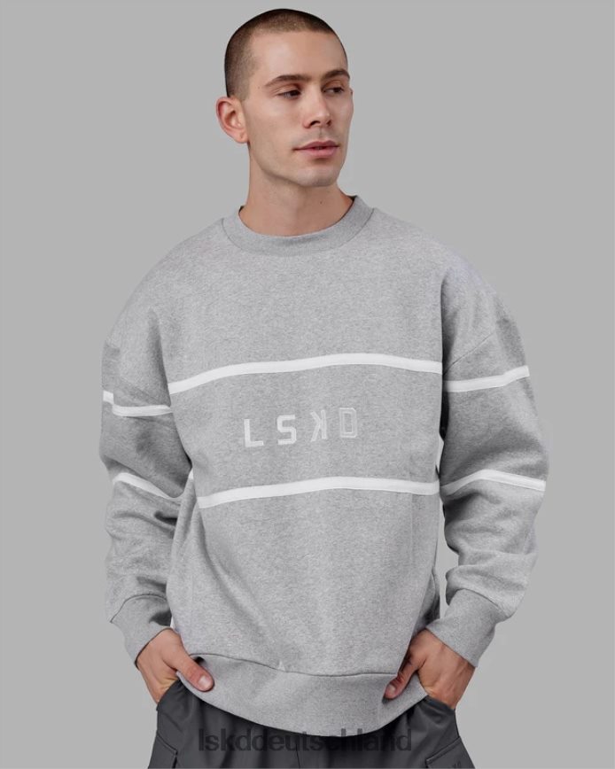 unisex LSKD Paralleler Pullover in Übergröße – Hellgrau meliert Bekleidung VD2NLV377