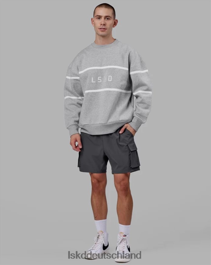 unisex LSKD Paralleler Pullover in Übergröße – Hellgrau meliert Bekleidung VD2NLV377