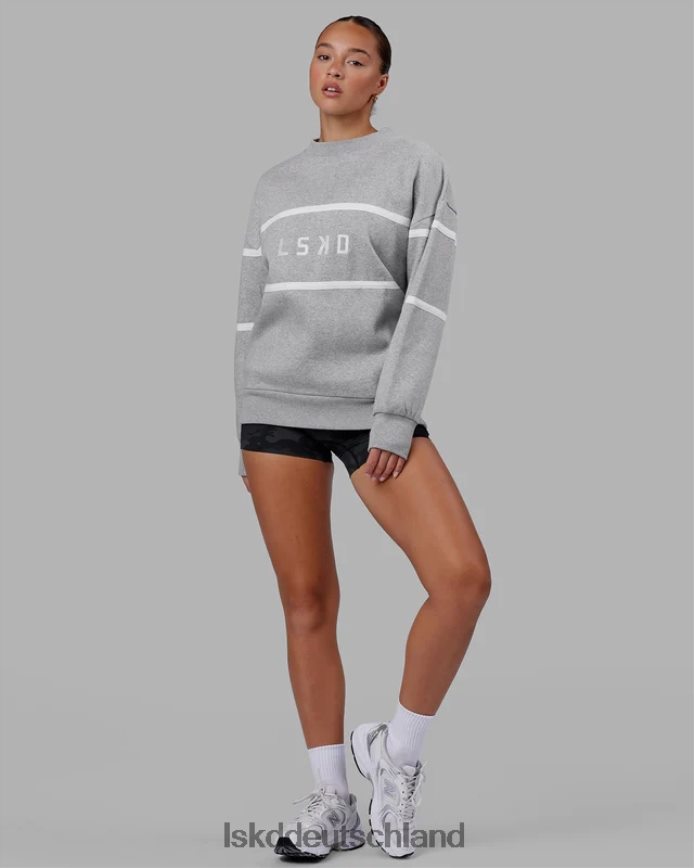 unisex LSKD Paralleler Pullover in Übergröße – Hellgrau meliert Bekleidung VD2NLV377