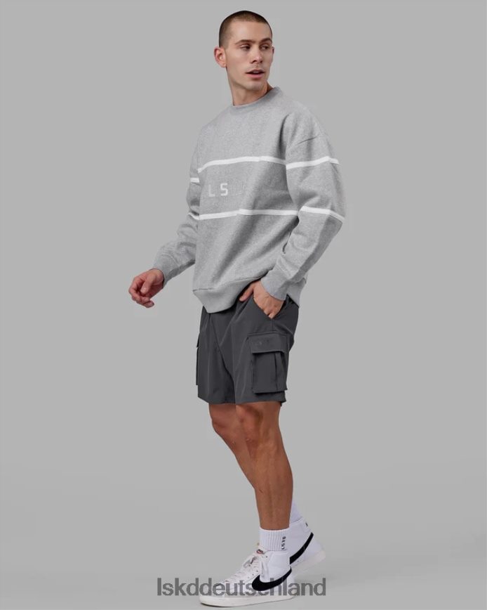 unisex LSKD Paralleler Pullover in Übergröße – Hellgrau meliert Bekleidung VD2NLV377