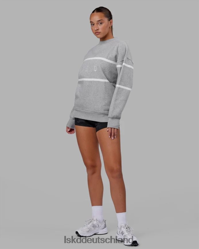 unisex LSKD Paralleler Pullover in Übergröße – Hellgrau meliert Bekleidung VD2NLV377