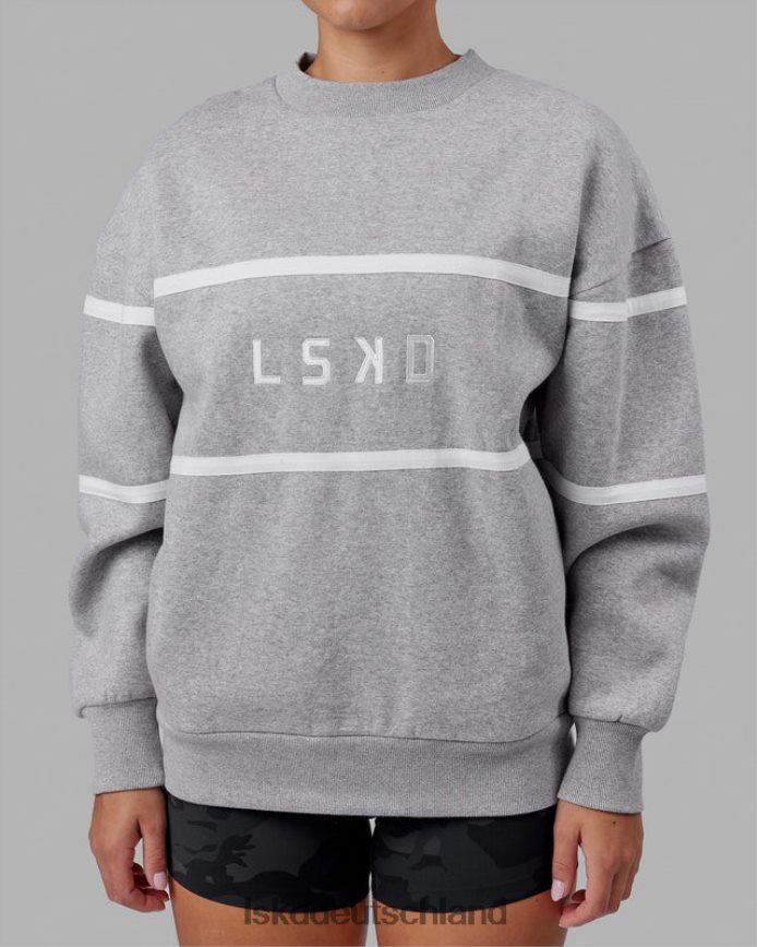 unisex LSKD Paralleler Pullover in Übergröße – Hellgrau meliert Bekleidung VD2NLV377