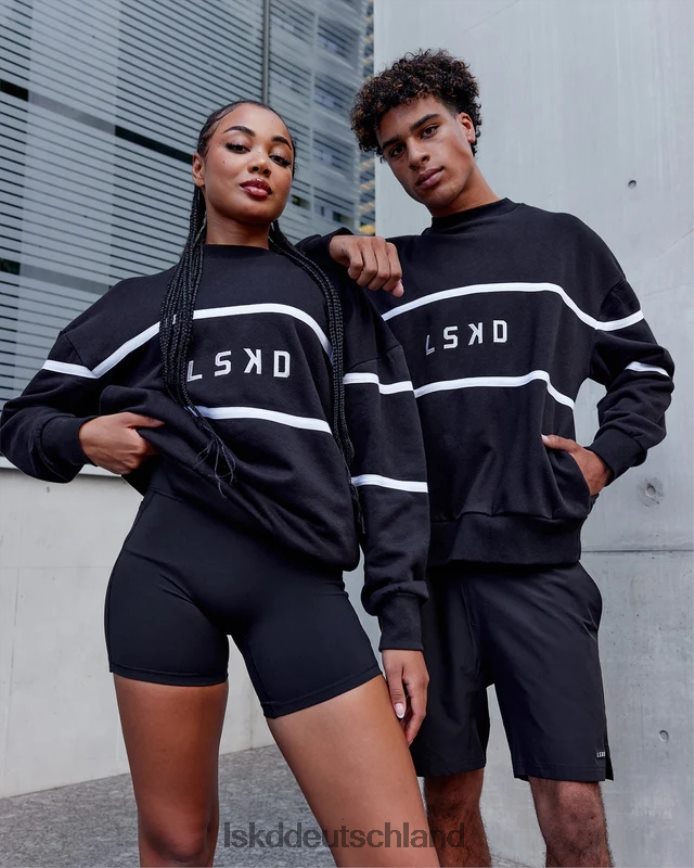 unisex LSKD Parallelpullover in Übergröße - Schwarz Bekleidung VD2NLV337