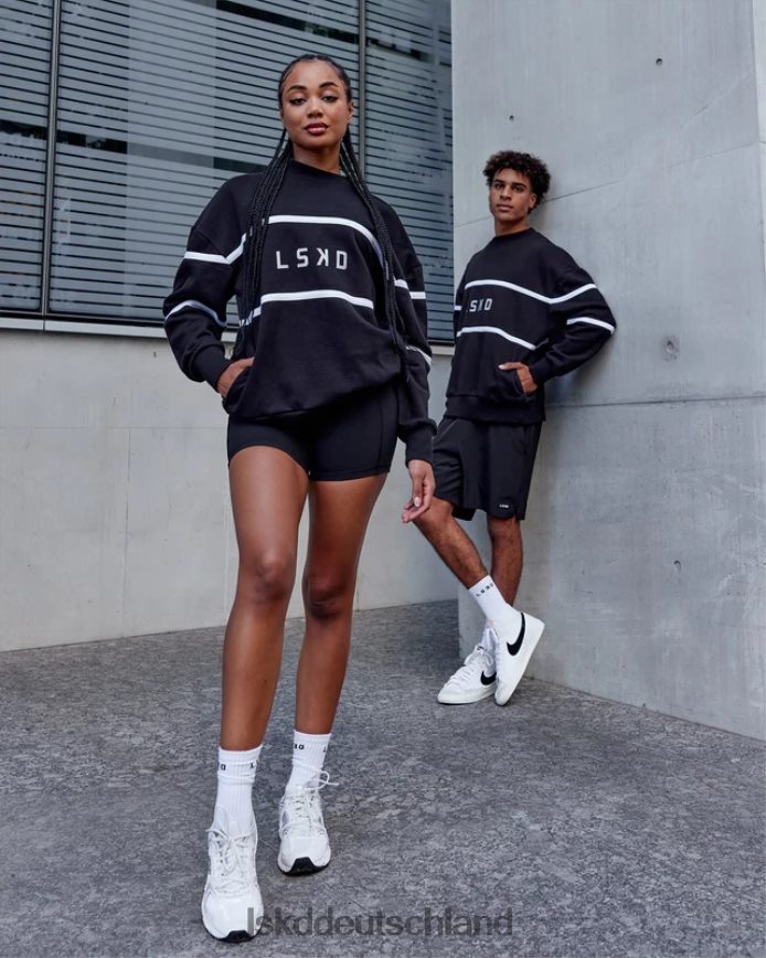 unisex LSKD Parallelpullover in Übergröße - Schwarz Bekleidung VD2NLV337