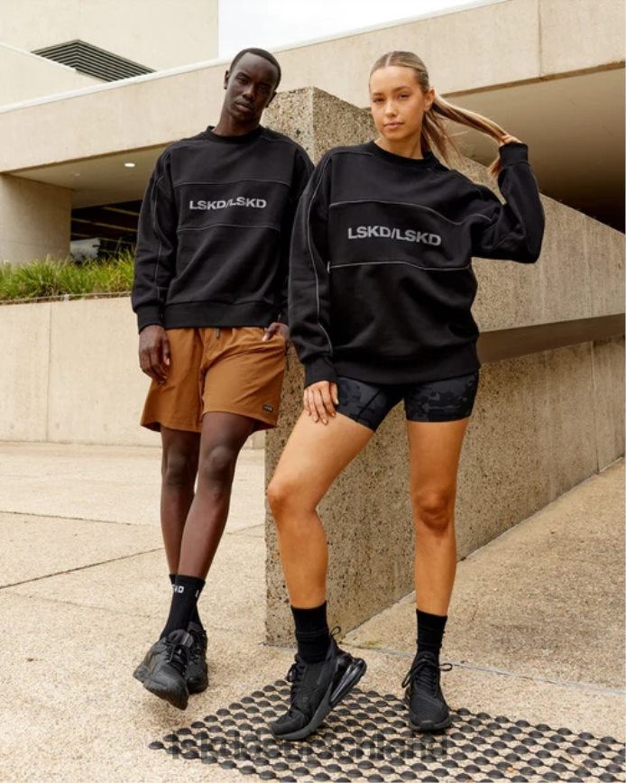 unisex LSKD Schlagpullover Oversize - Schwarz-Grau Bekleidung VD2NLV430