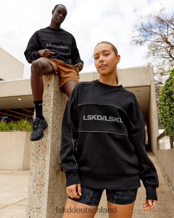 unisex LSKD Schlagpullover Oversize - Schwarz-Grau Bekleidung VD2NLV430