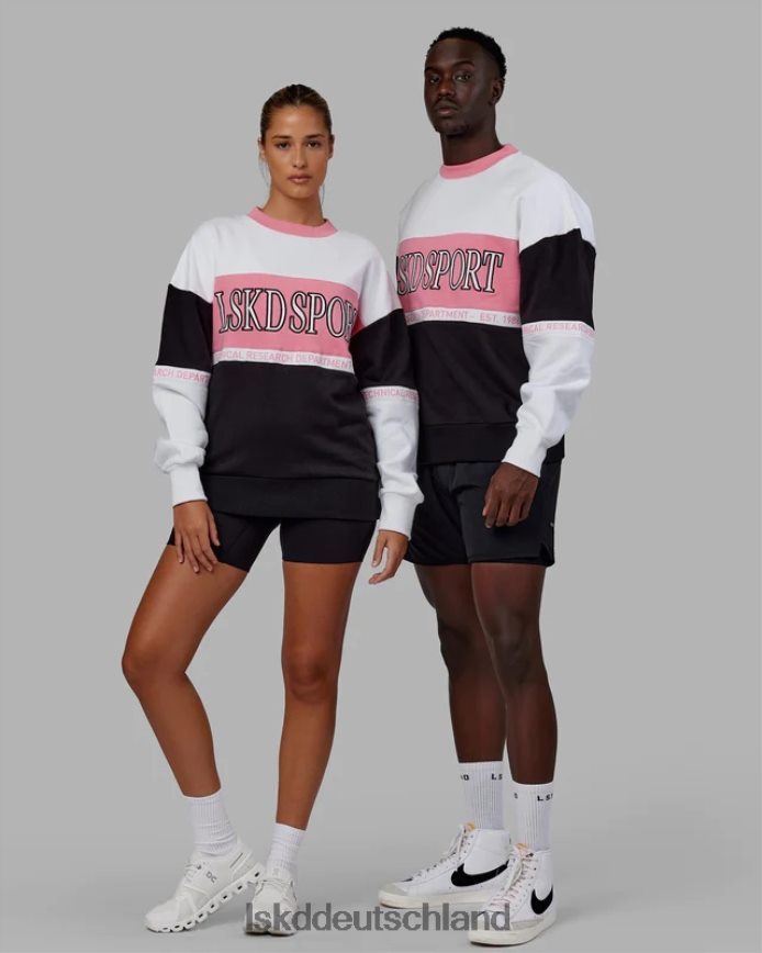 unisex LSKD Sportif Pullover Oversize - Schwarz-Pfingstrosenrosa Bekleidung VD2NLV444