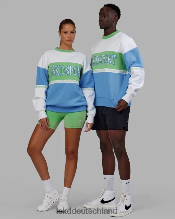 unisex LSKD Sportif-Pullover in Übergröße – Azurblau-Apfel-Mint Bekleidung VD2NLV447