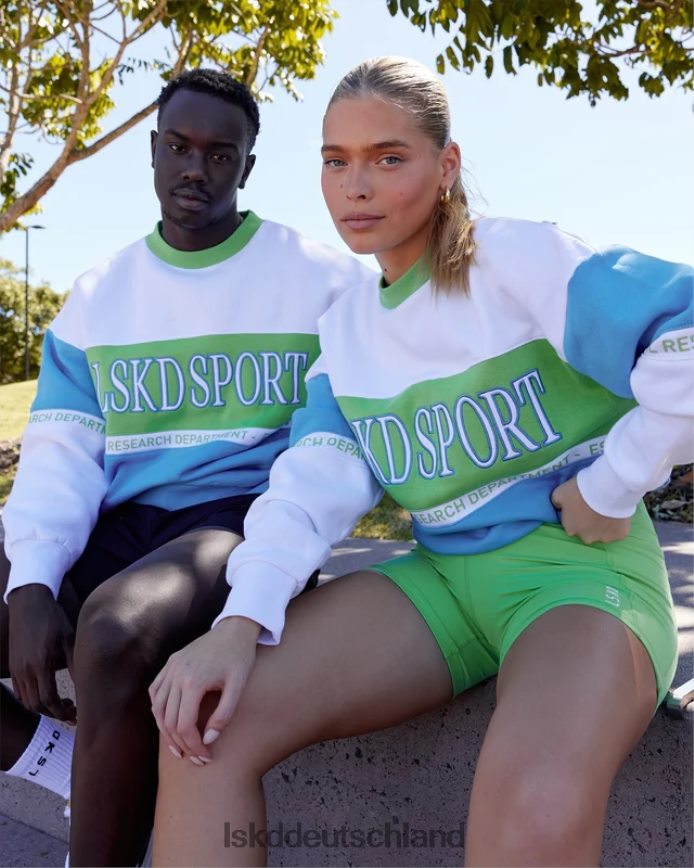 unisex LSKD Sportif-Pullover in Übergröße – Azurblau-Apfel-Mint Bekleidung VD2NLV447