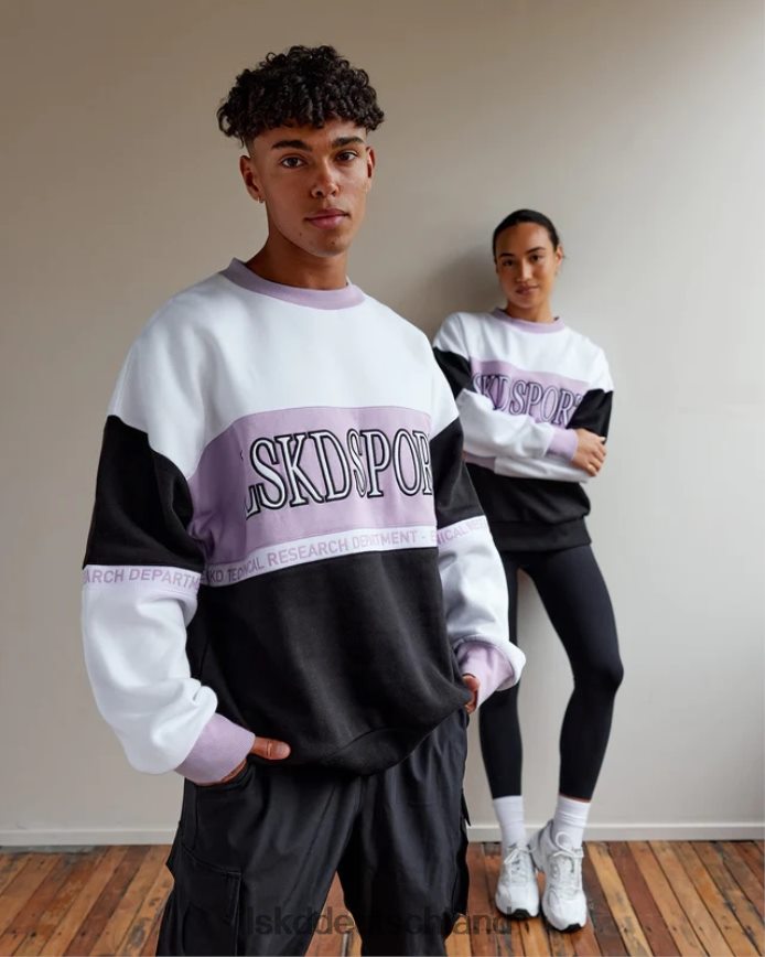 unisex LSKD Sportif-Pullover in Übergröße – Lila-Multi Bekleidung VD2NLV451