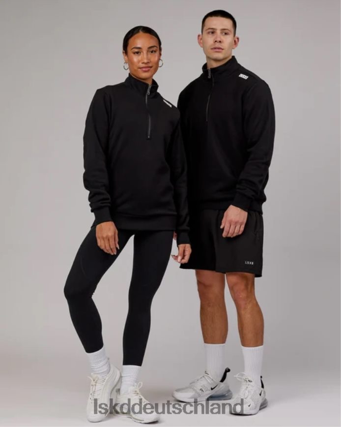 unisex LSKD Victory Pullover mit 1/4-Reißverschluss in Übergröße – Schwarz Bekleidung VD2NLV437