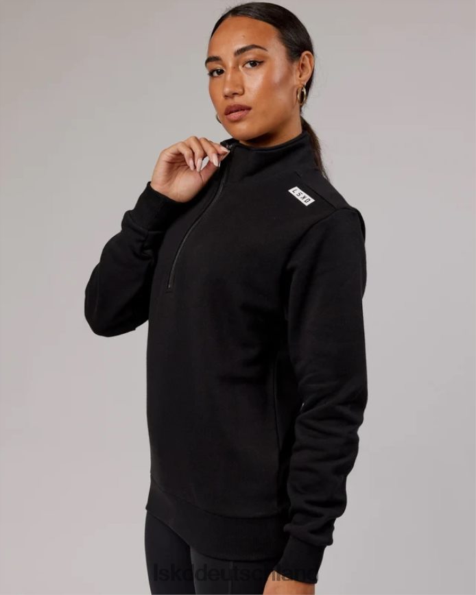 unisex LSKD Victory Pullover mit 1/4-Reißverschluss in Übergröße – Schwarz Bekleidung VD2NLV437
