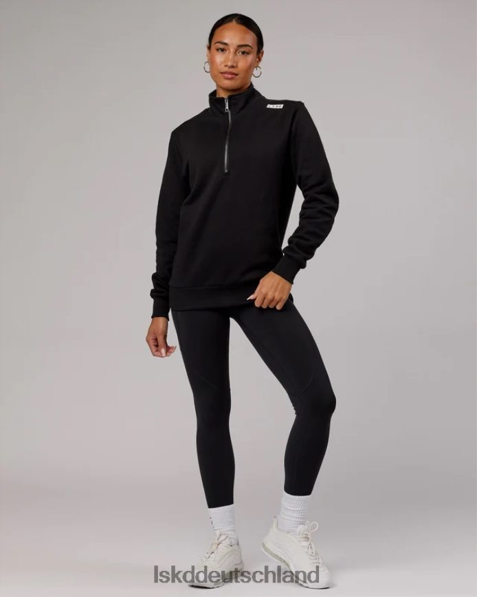 unisex LSKD Victory Pullover mit 1/4-Reißverschluss in Übergröße – Schwarz Bekleidung VD2NLV437
