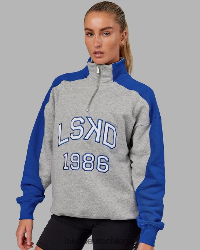 unisex LSKD alumni 1/4-Reißverschluss-Pullover in Übergröße – Graublau Bekleidung VD2NLV450