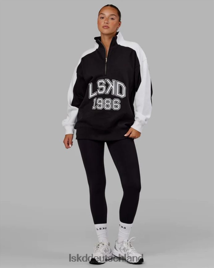 unisex LSKD alumni 1/4-Reißverschluss-Pullover in Übergröße – Schwarz-Weiß Bekleidung VD2NLV448
