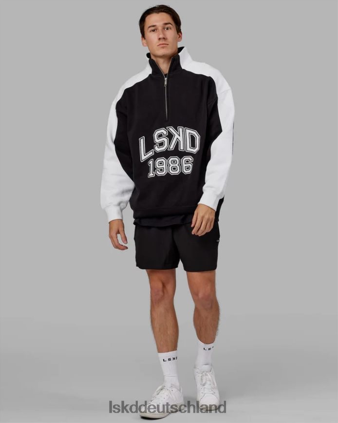 unisex LSKD alumni 1/4-Reißverschluss-Pullover in Übergröße – Schwarz-Weiß Bekleidung VD2NLV448