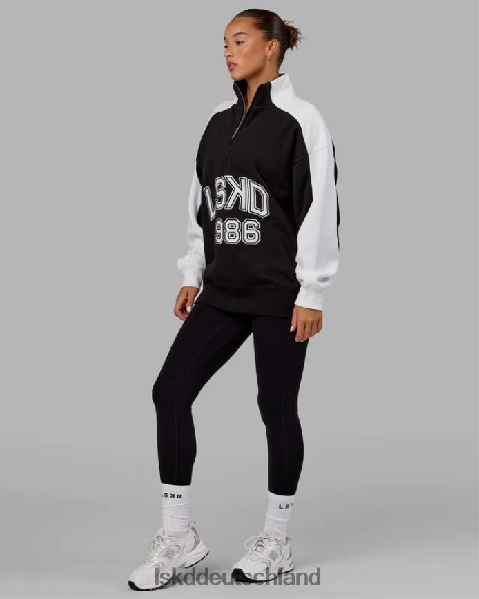 unisex LSKD alumni 1/4-Reißverschluss-Pullover in Übergröße – Schwarz-Weiß Bekleidung VD2NLV448