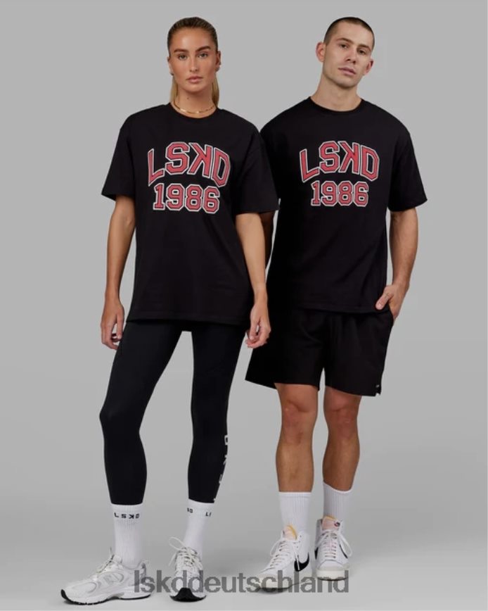 unisex LSKD Alumni-Schwergewichts-T-Shirt in Übergröße – schwarz-rot Bekleidung VD2NLV329