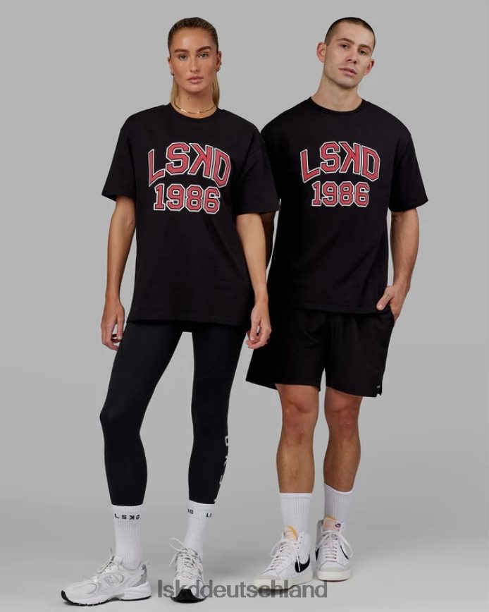 unisex LSKD Alumni-Schwergewichts-T-Shirt in Übergröße – schwarz-rot Bekleidung VD2NLV329