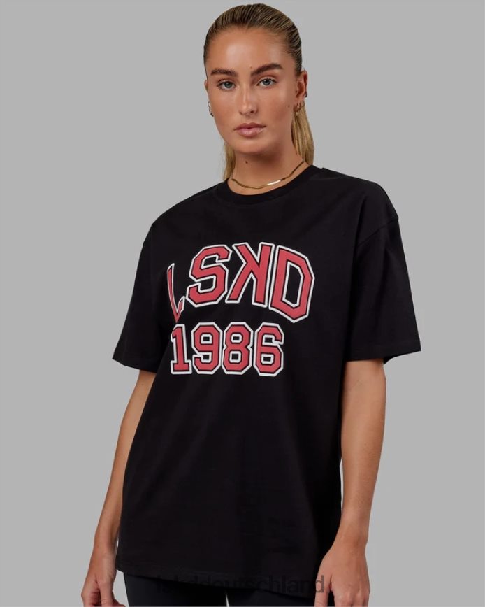 unisex LSKD Alumni-Schwergewichts-T-Shirt in Übergröße – schwarz-rot Bekleidung VD2NLV329