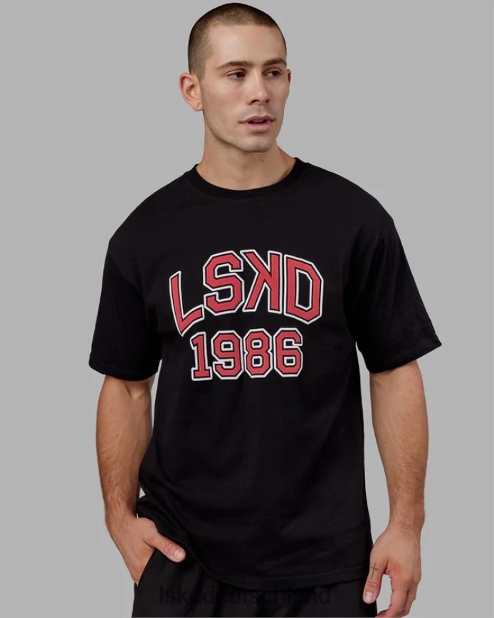 unisex LSKD Alumni-Schwergewichts-T-Shirt in Übergröße – schwarz-rot Bekleidung VD2NLV329